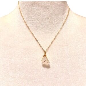 Beautiful Handmade Quartz Crystal Pendant  With Gold Plated Stainless Chain